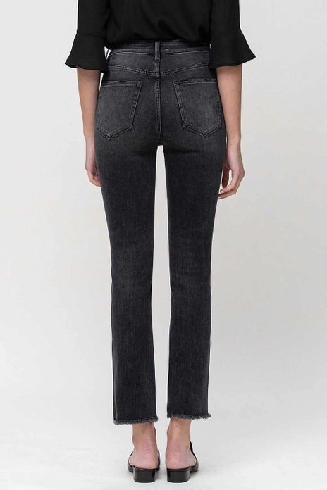 Flying Monkey High Rise Cropped Raw Straight Jeans