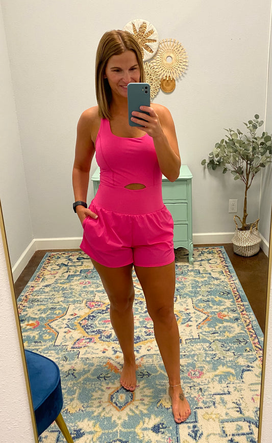 Play Date Romper, Sonic Pink