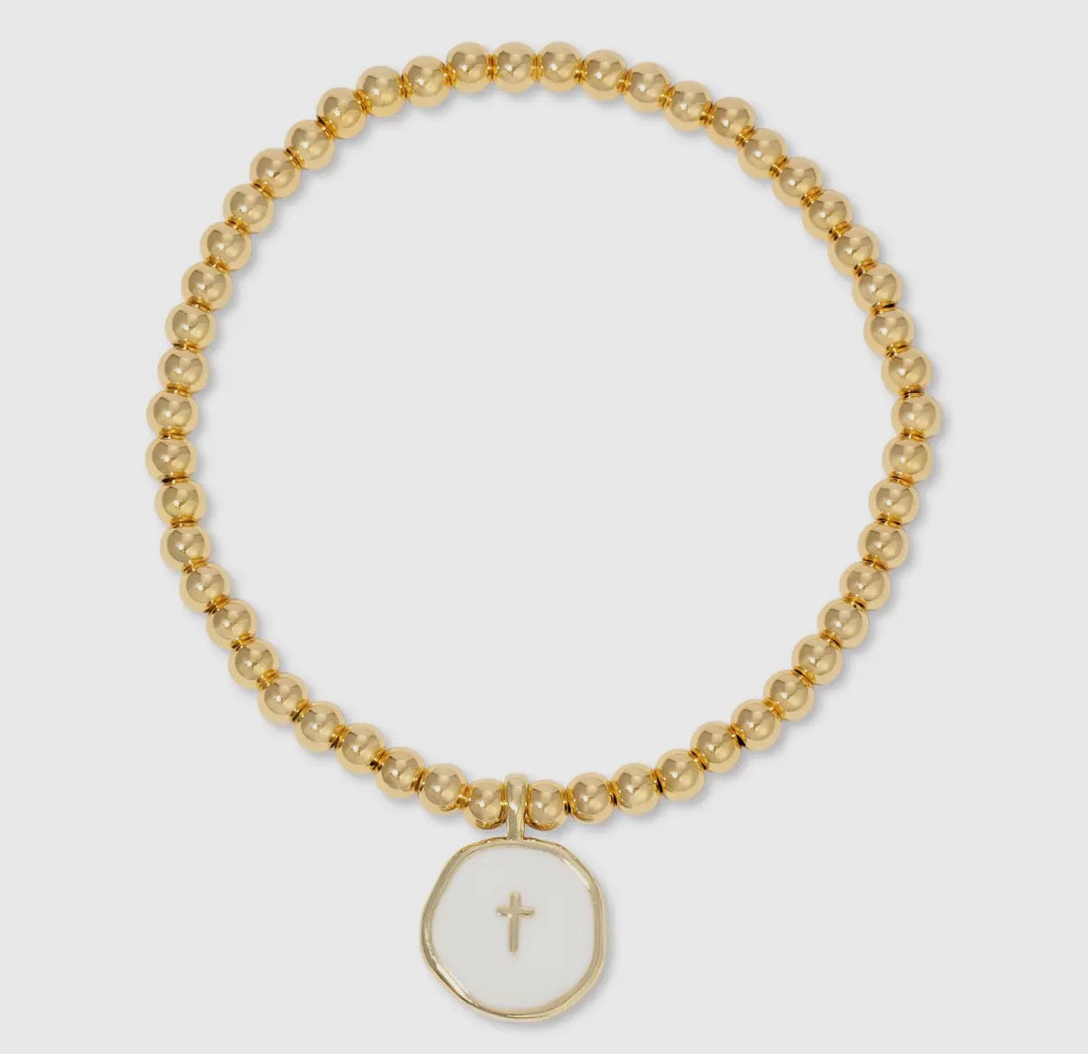 Tiny Cross Bracelet, White