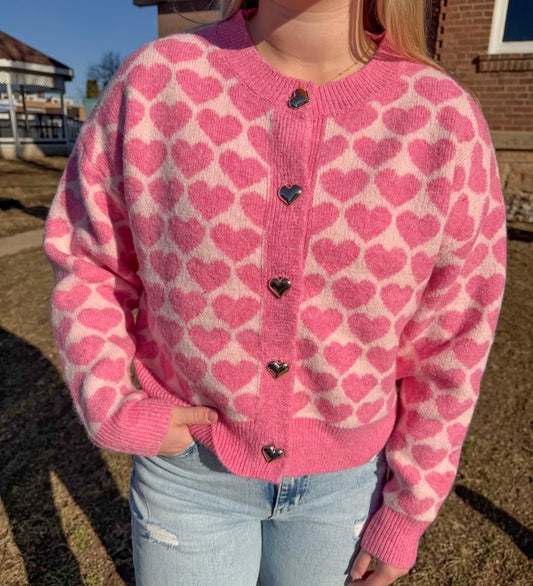 Valentine Sweet Heart Button Cardigan