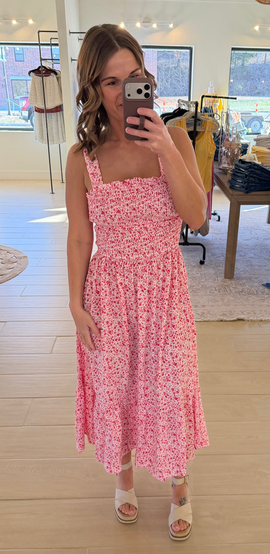 Floral Smocked Midi Dress