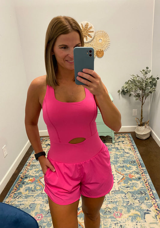 Play Date Romper, Sonic Pink