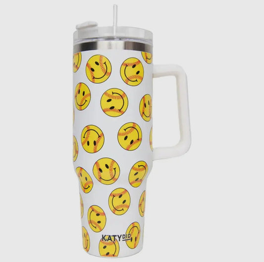 Softball Happy Face 40oz Tumbler