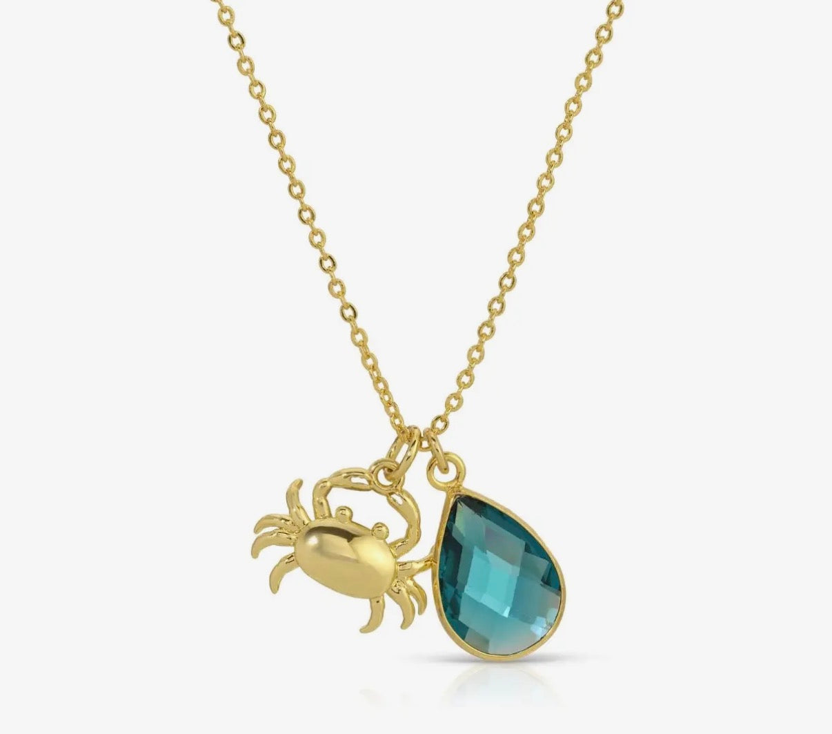 Crab & Glass Teardrop Necklace