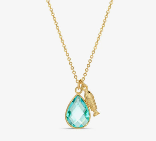 Fish & Glass Teardrop Necklace