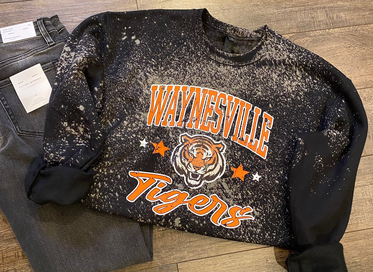 Bleached Waynesville Tigers Crewneck