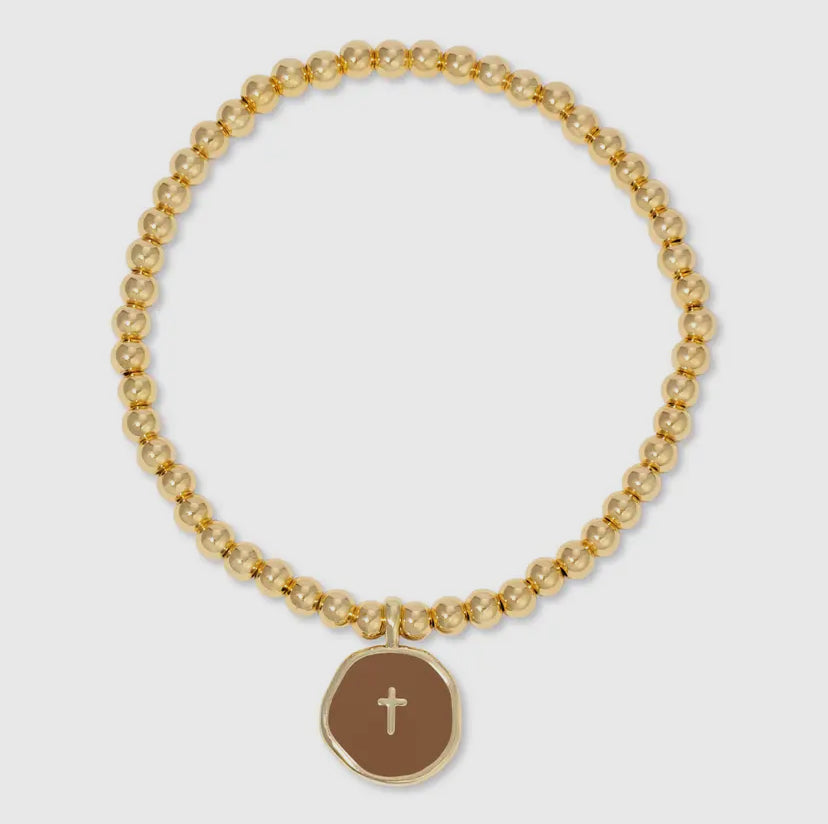 Tiny Cross Pendant Bracelet, Spice