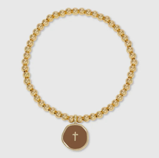 Tiny Cross Pendant Bracelet, Spice