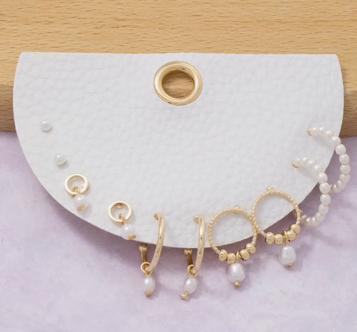Pearl Stud and Hoop Earring Set
