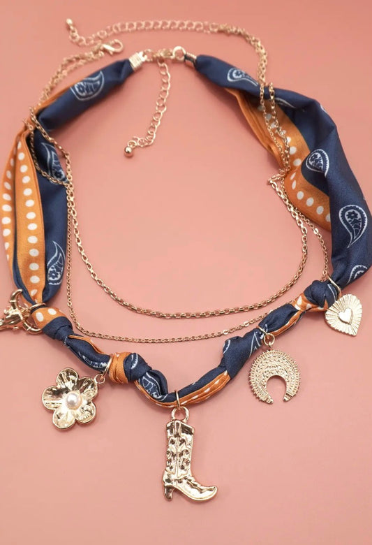 Western Scarf Charm Necklace