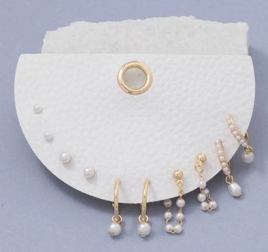 Mixed Pearls and Stud Earring Set