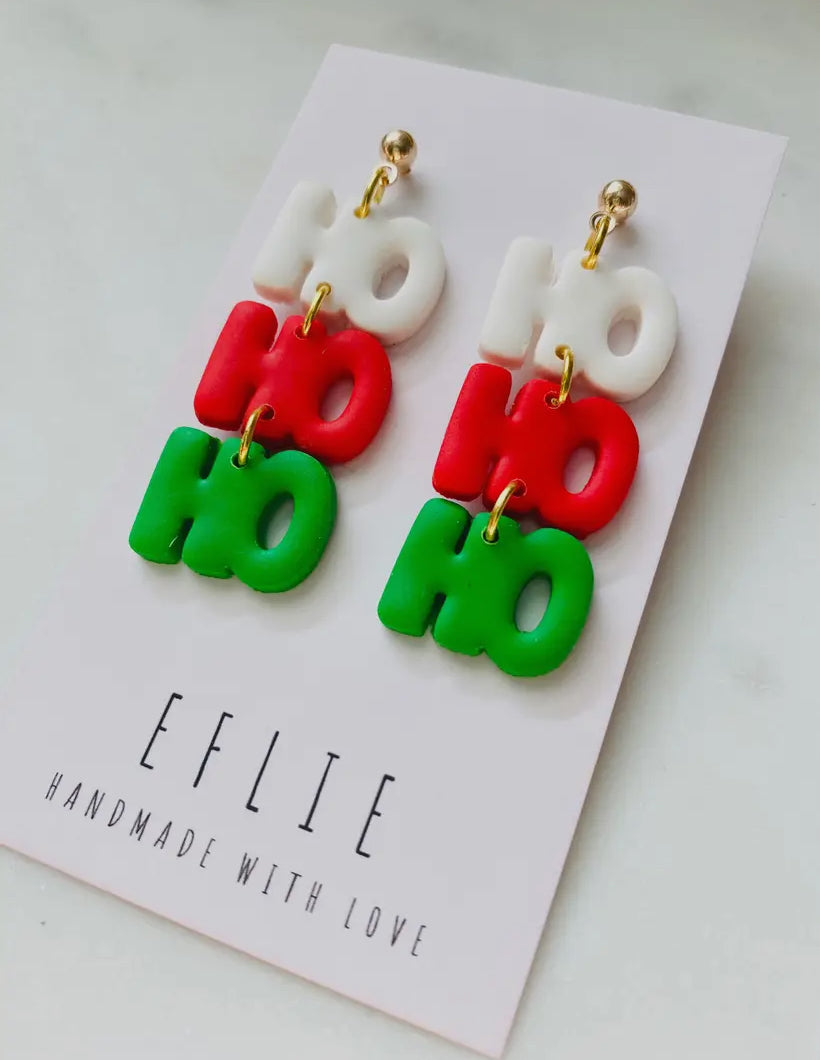 HoHoHo Clay Dangle Earrings