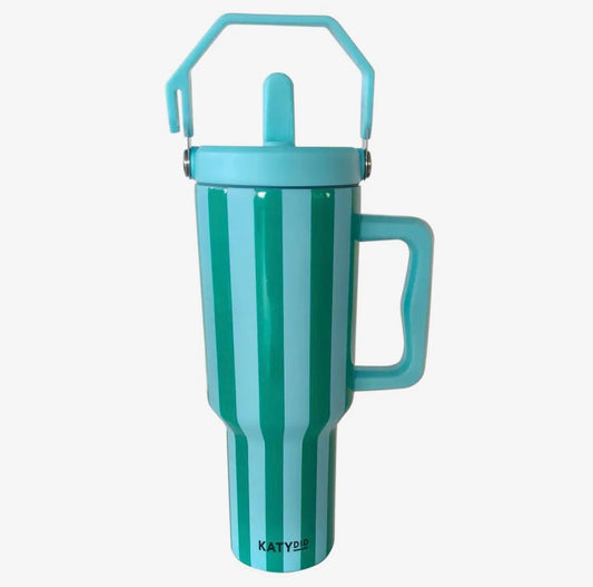 Aqua/Green Striped Tumbler