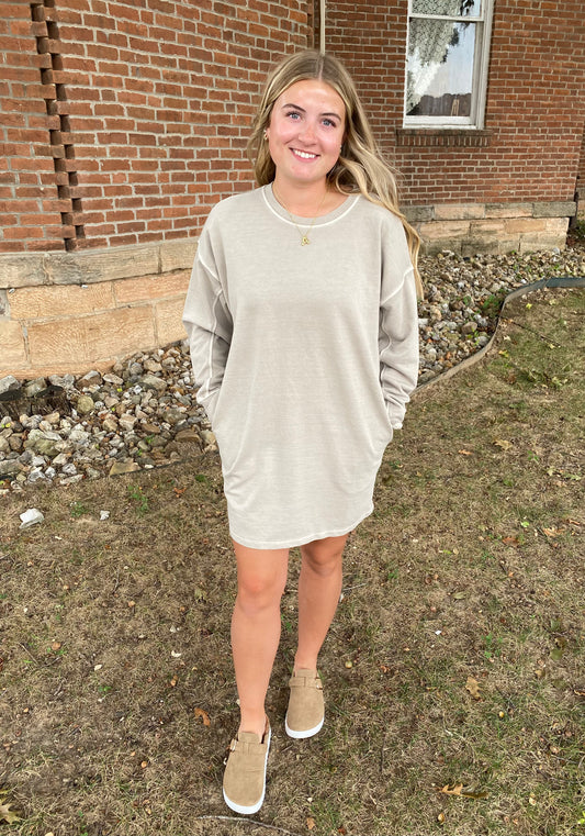 Washed Tunic Dress, Ash Mocha