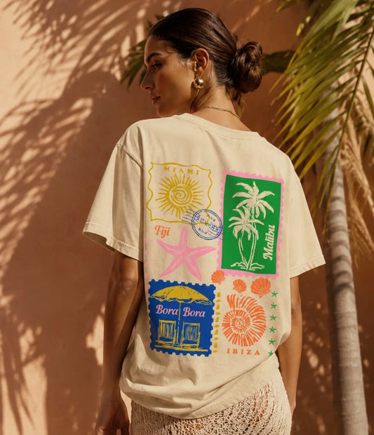 Tropical Stamps Oversized Graphic
