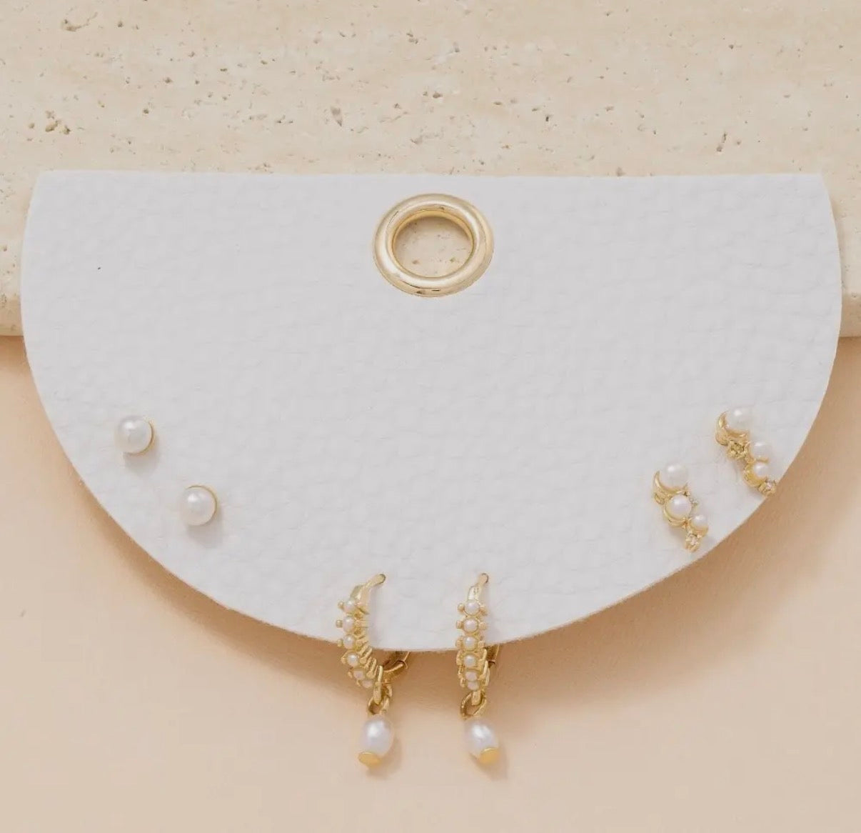 Intricate Pearl Stud & Hoop Earring Set