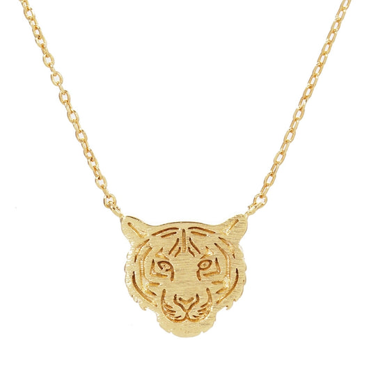 Gold-Dipped Tiger Face Necklace