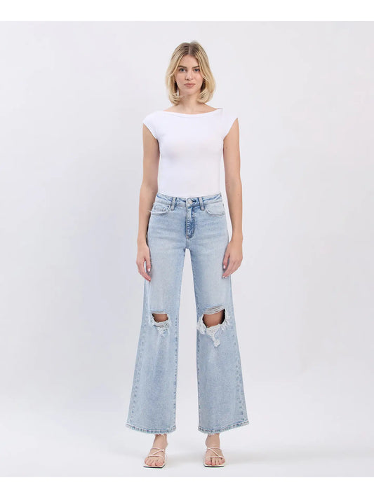 Plus Lovervet High Rise Distressed Wide Jeans