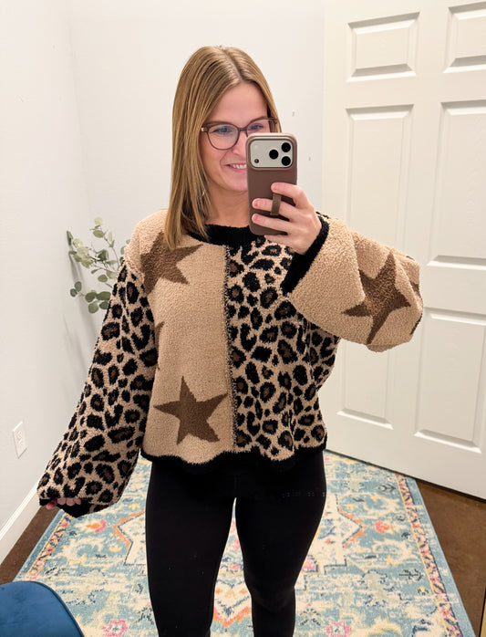 Leopard Star Pattern Sweater