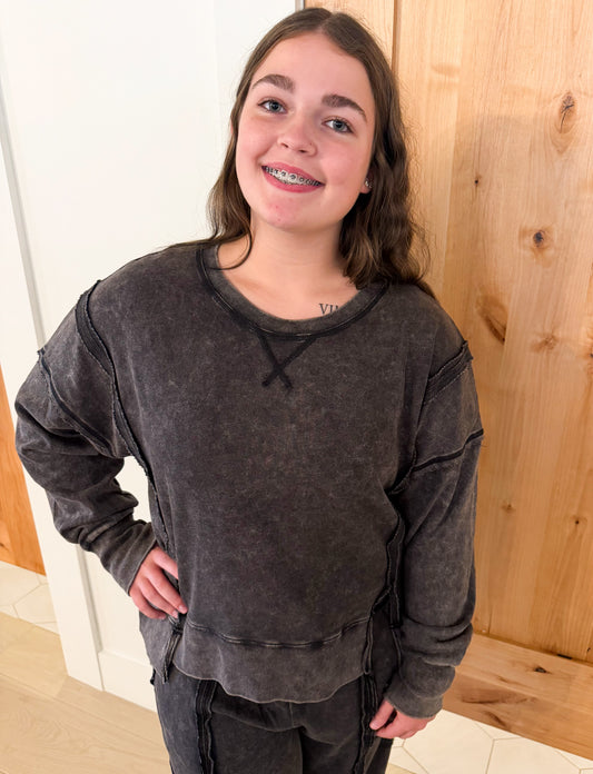Vintage Washed Sweatshirt, Black