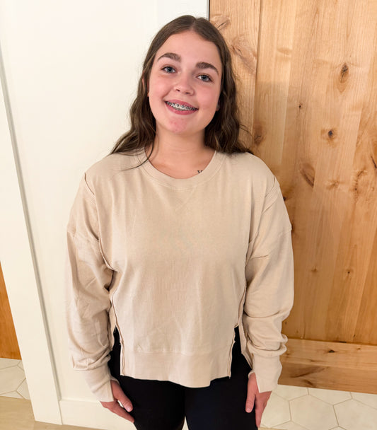Vintage Washed Sweatshirt, Beige