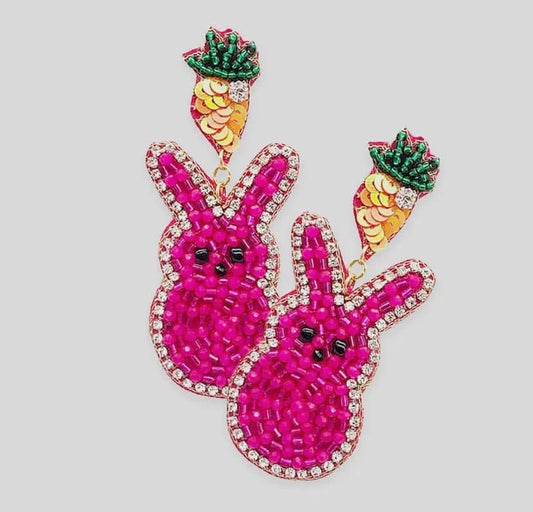 Beaded Bunny Dangle Earrings
