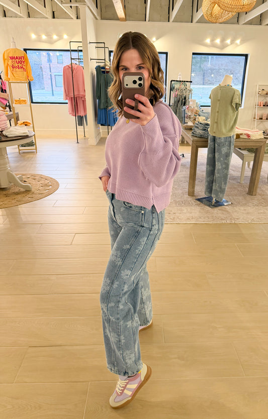 Floral Washed Barrel Jeans