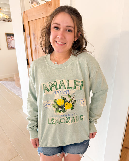 Amalfi Lemonade Graphic Mineral Wash Sweatshirt