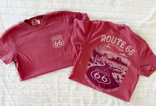 Route 66 Tee, Crimson