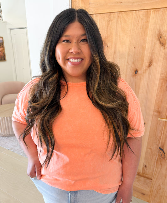 Acid Wash Tee, Coral