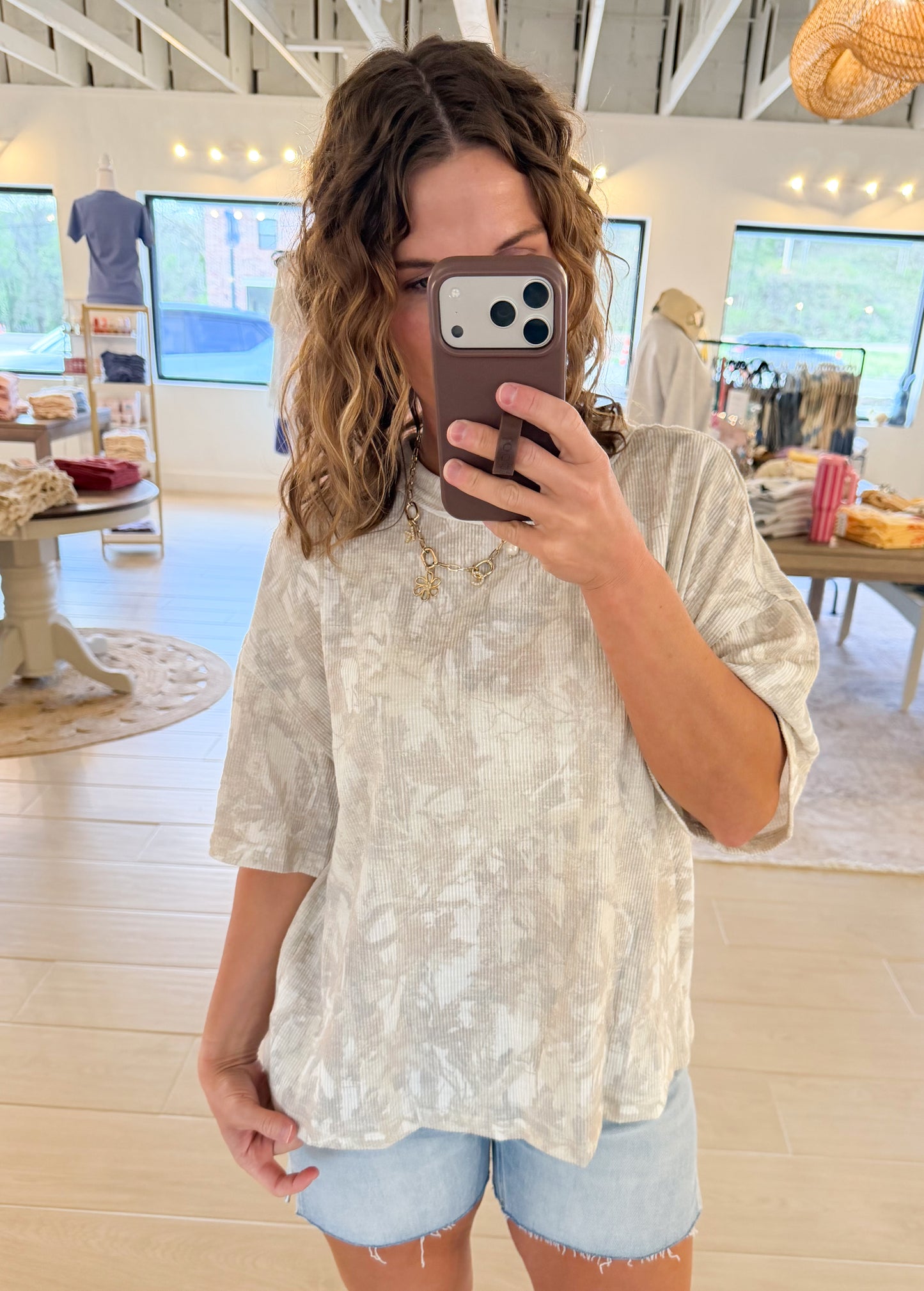 Camo Ribbed Loose Fit Top