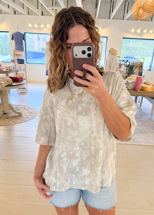 Camo Ribbed Loose Fit Top