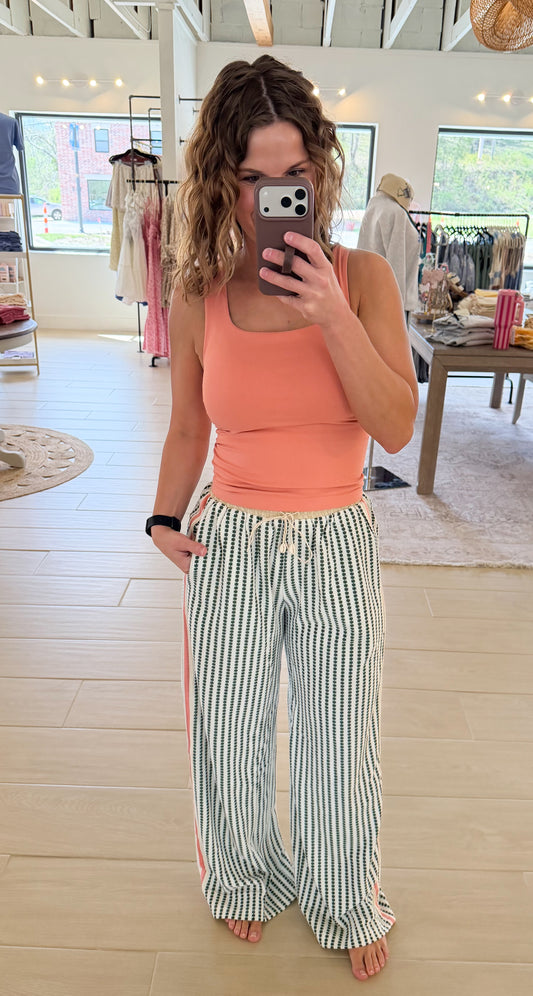 Wide Leg Pull On Pants, Green