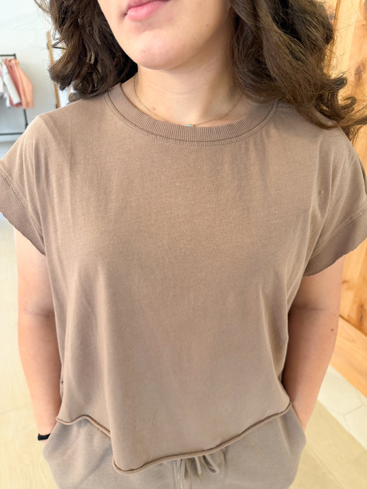 Open Back Tee, Silken Taupe