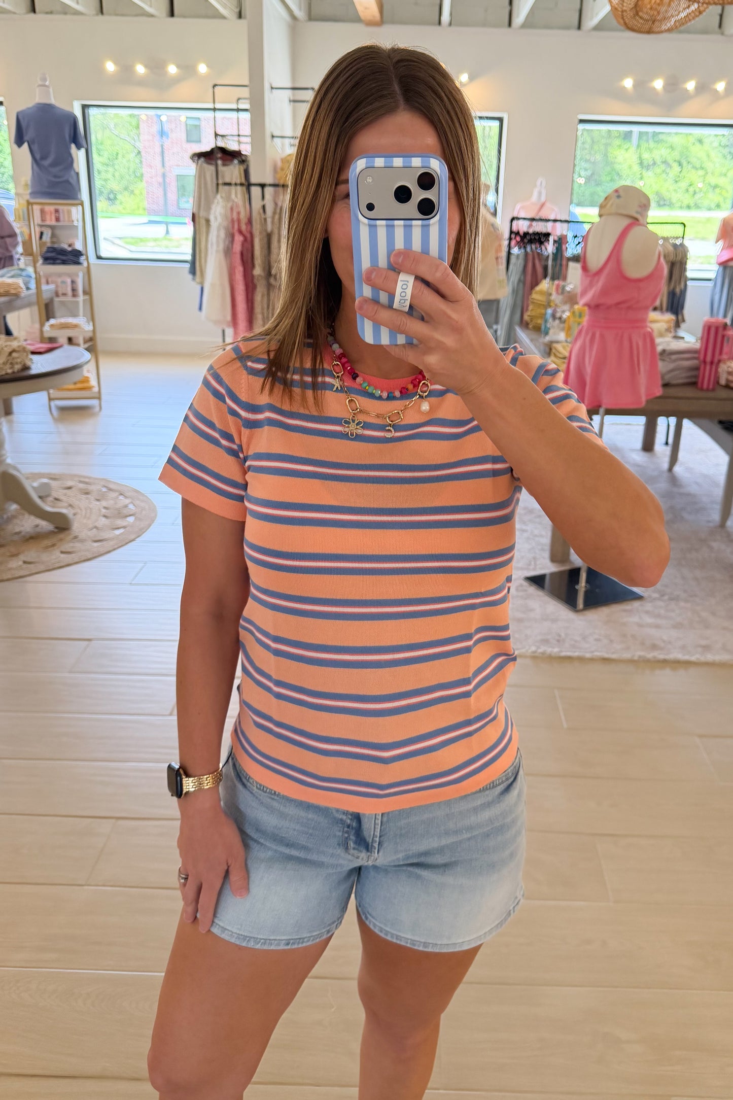Multi-Striped Knit Tee