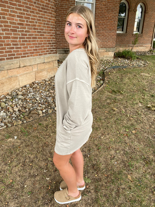 Washed Tunic Dress, Ash Mocha