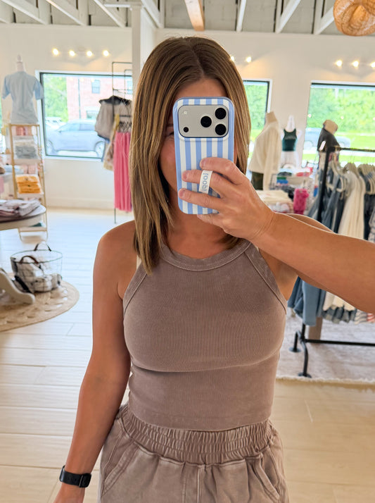 Mineral Wash Halter Tank, Mocha