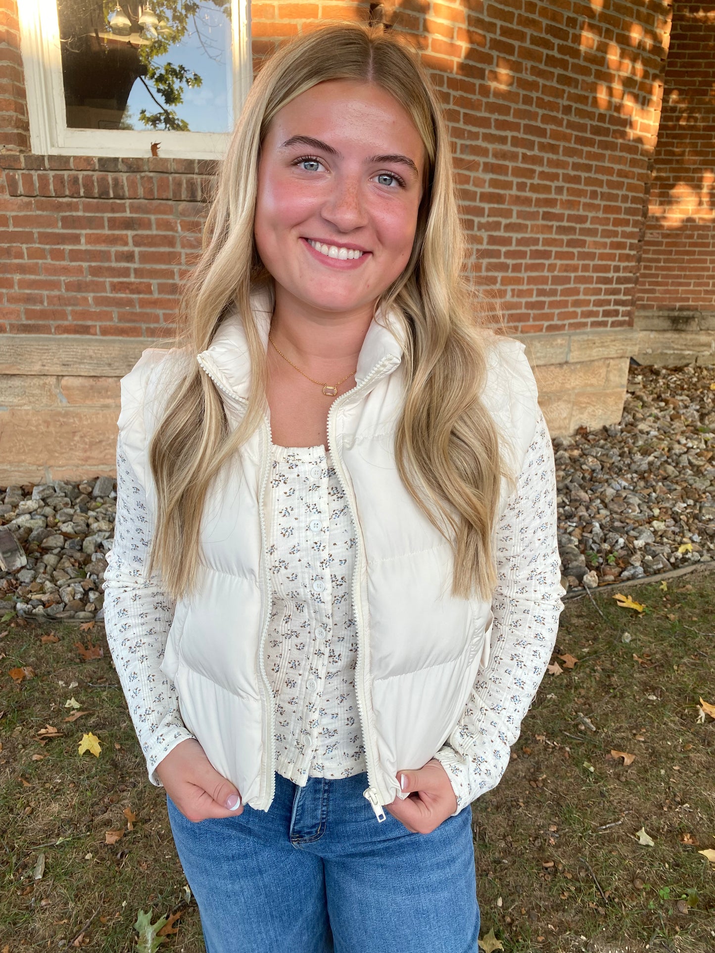 Printed Button Down Knit Cardigan Top, Cream Floral