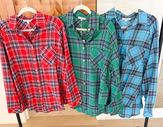 Oversized Plaid Button Down Shirt, Multiple