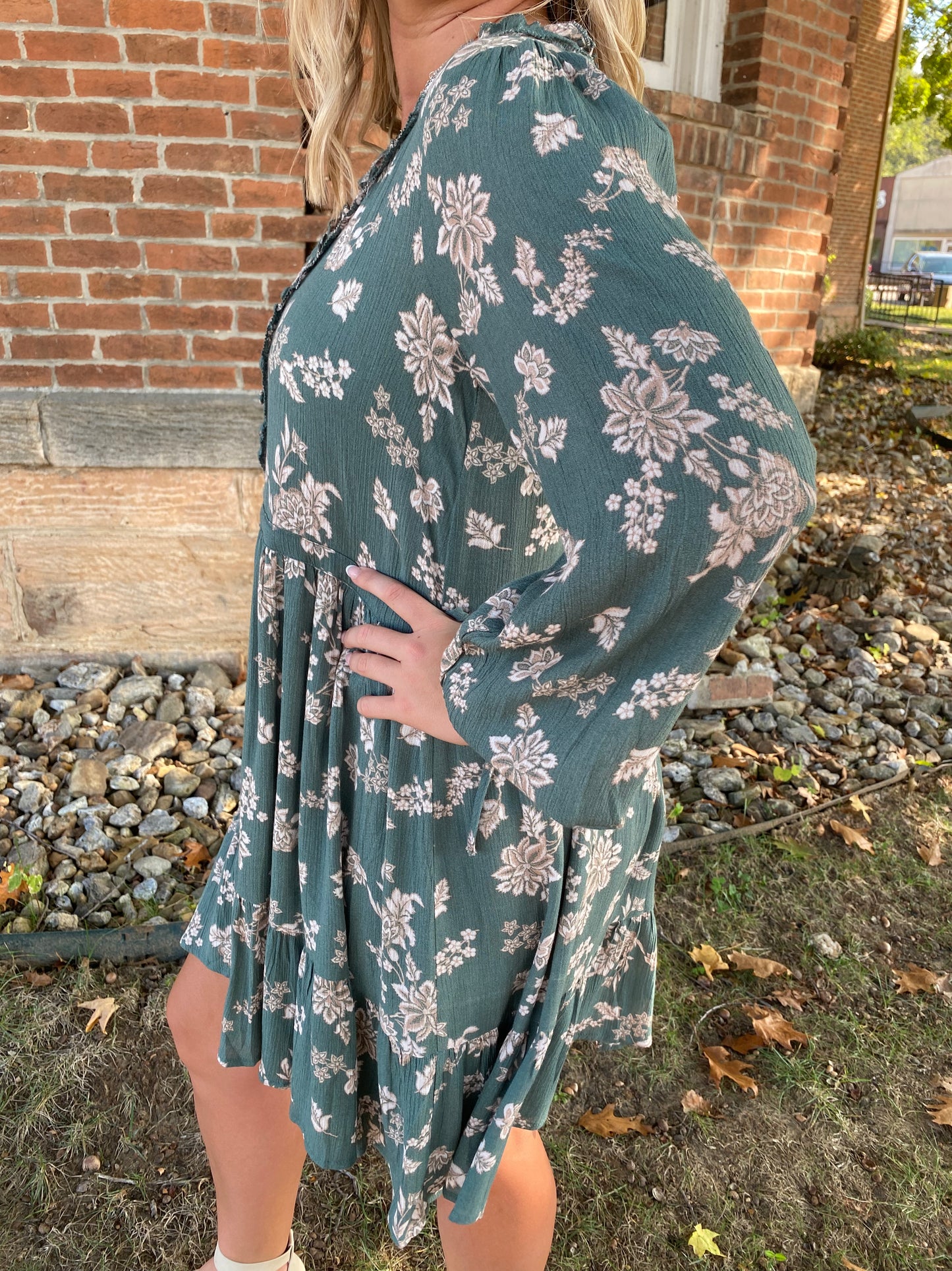 Wild Sage Ruffle Dress