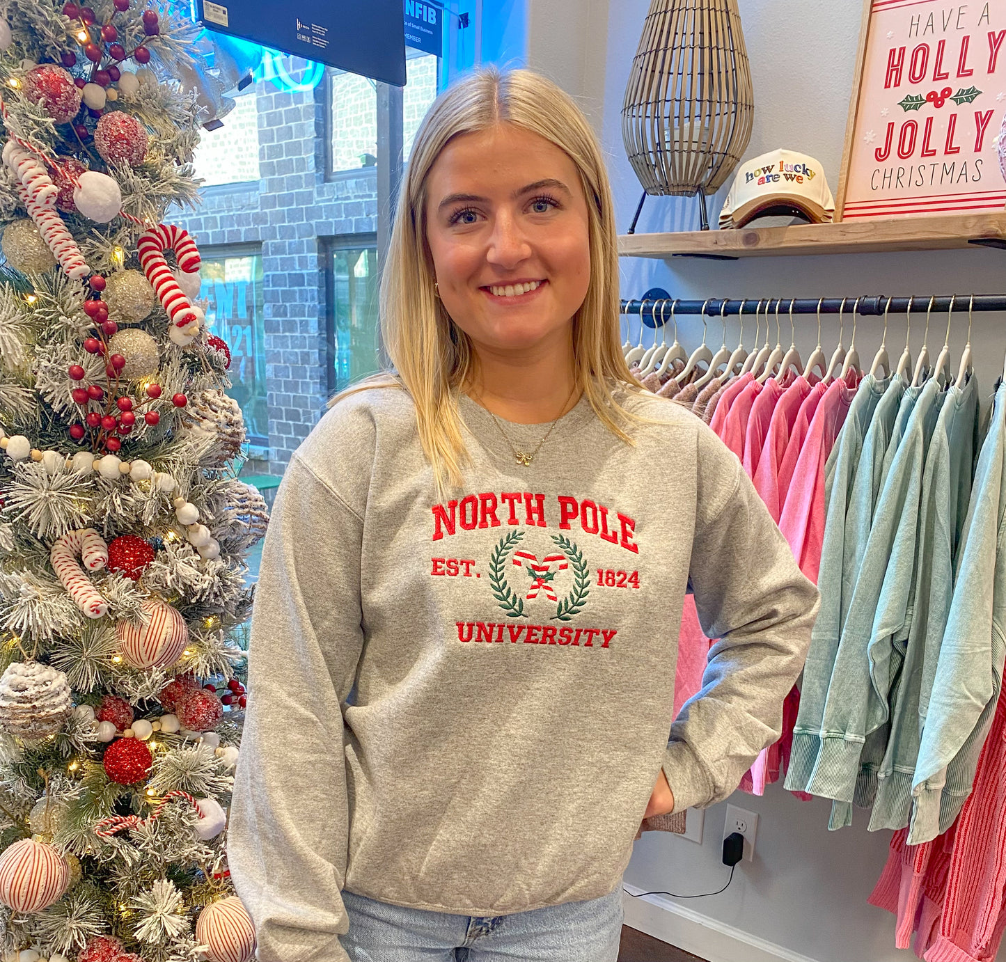 North Pole University Embroidered Sweatshirt