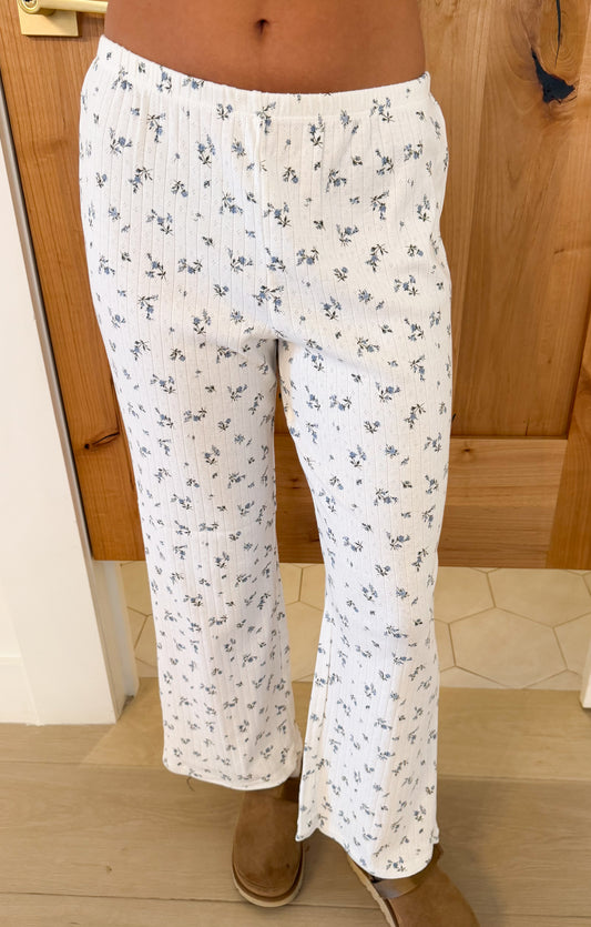 Floral Elastic Knit Pants