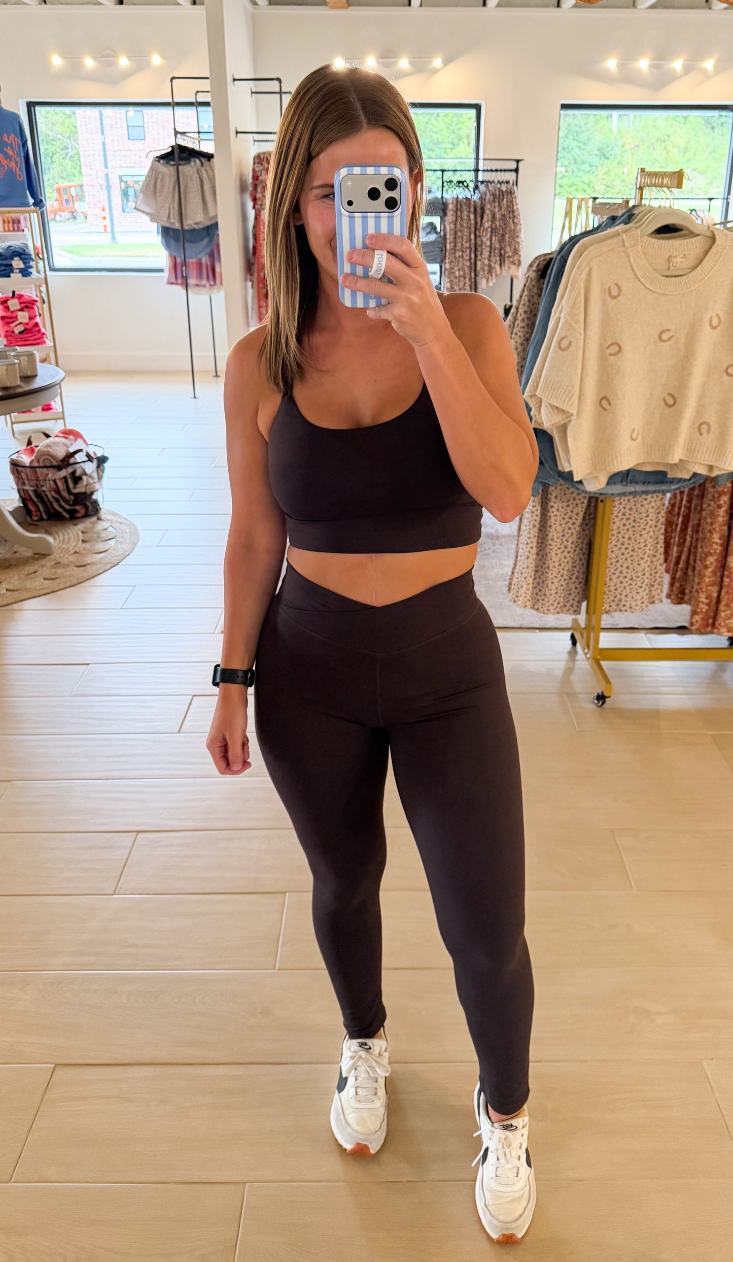 Venice Cloud Light Criss-Cross Sports Bra, Coffee Bean