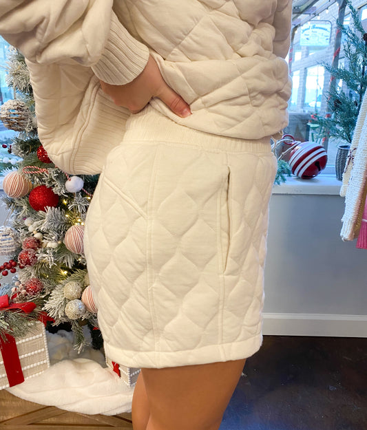 Quilted Shorts, Bone