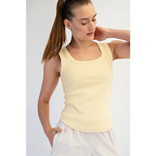 Mineral Washed Cotton Rib Tank, Lemonilla