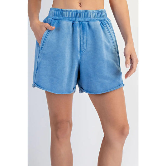 Mineral Washed Terry Short, Aqua Splash