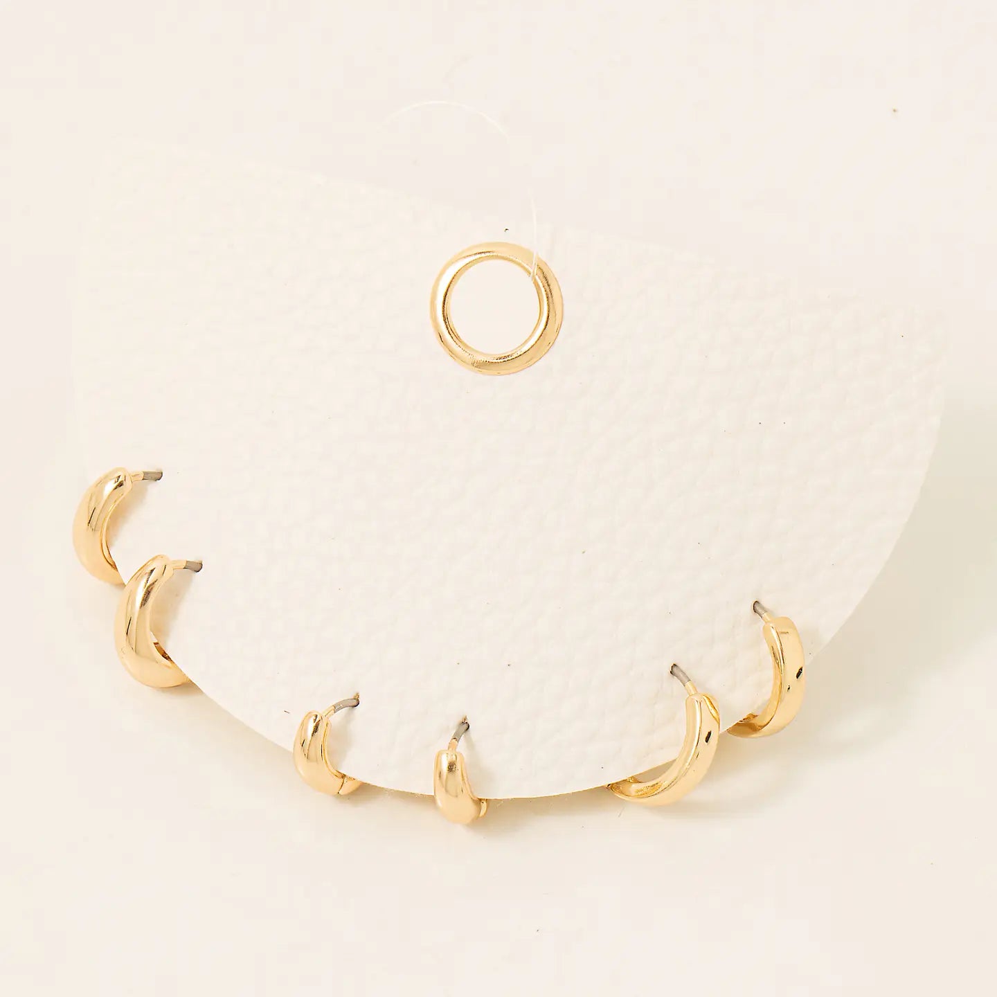 Mixed Metallic Hinge Hoop Earrings Set, Gold