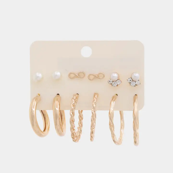 Pearl Hoop Assorted Earring Set