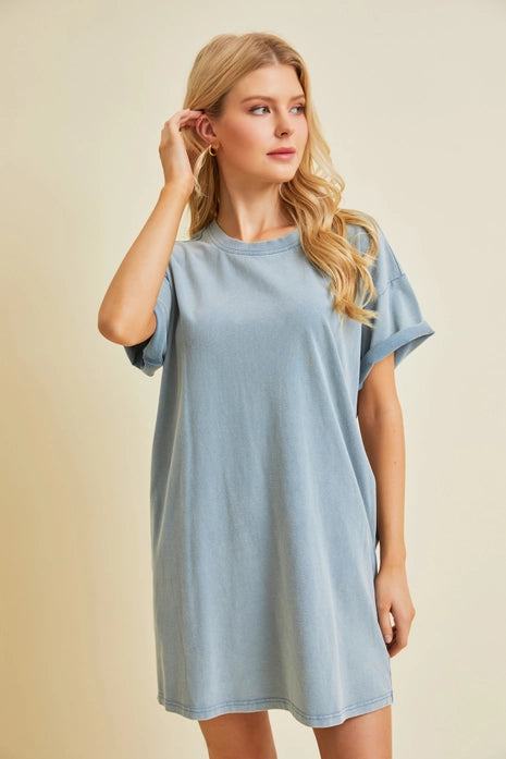 Plus Perfection To A Tee Dress, Mint Blue