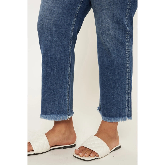 Plus Kan Can Slim Straight Relaxed Denim Jeans, Medium Stone Wash